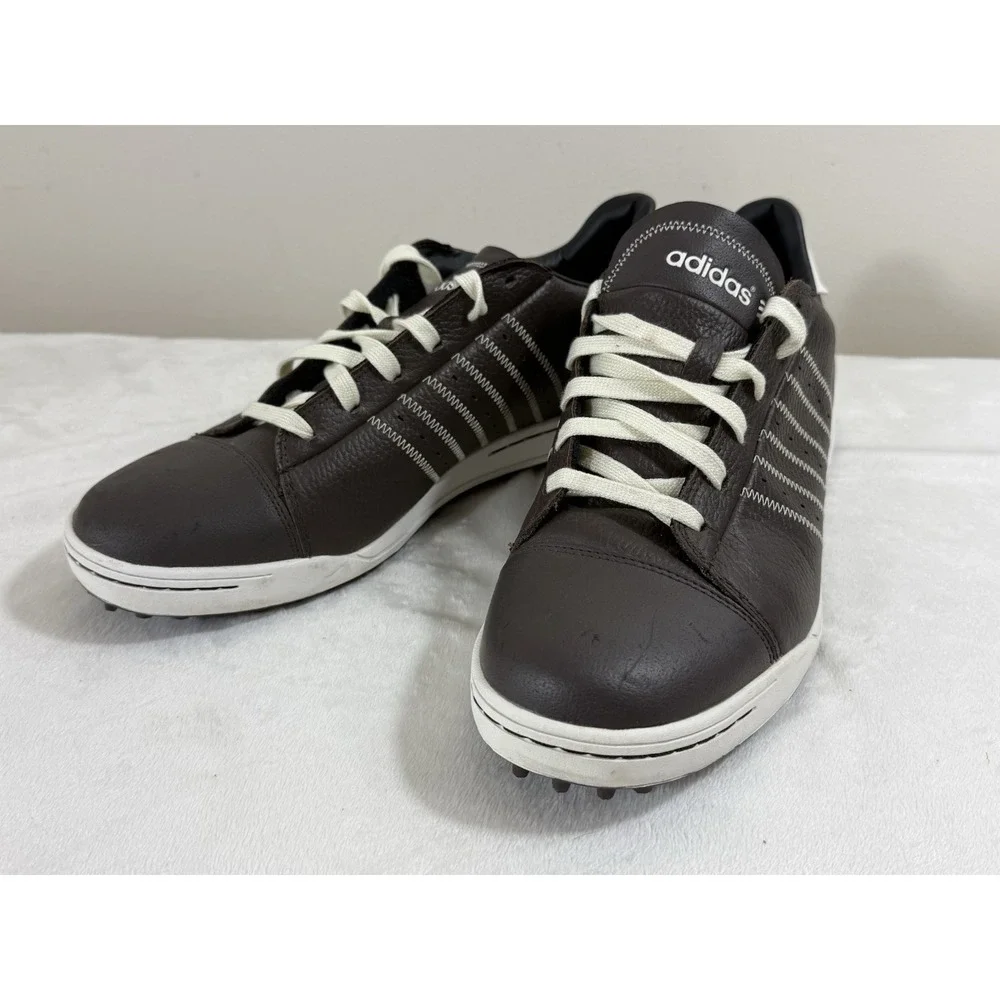 Adidas Golf Shoes Men's US 12 Brown Leather Spikeless Lace Up Casual